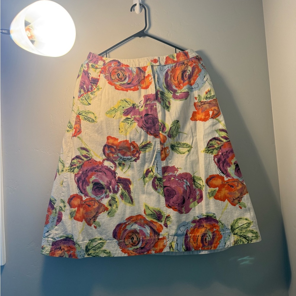 Zara Colorful Floral A-Line Skirt